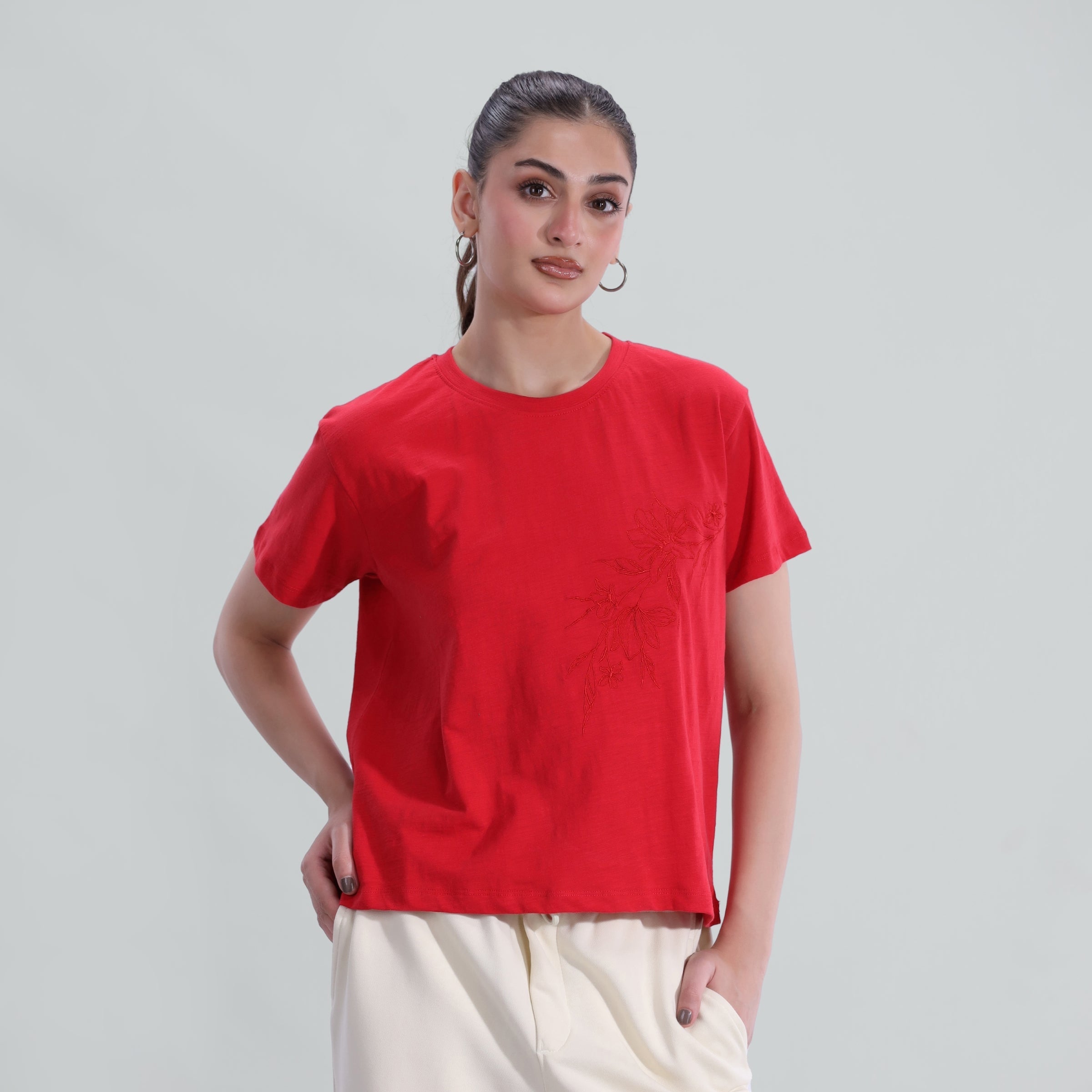 Slub Embroidered Tee