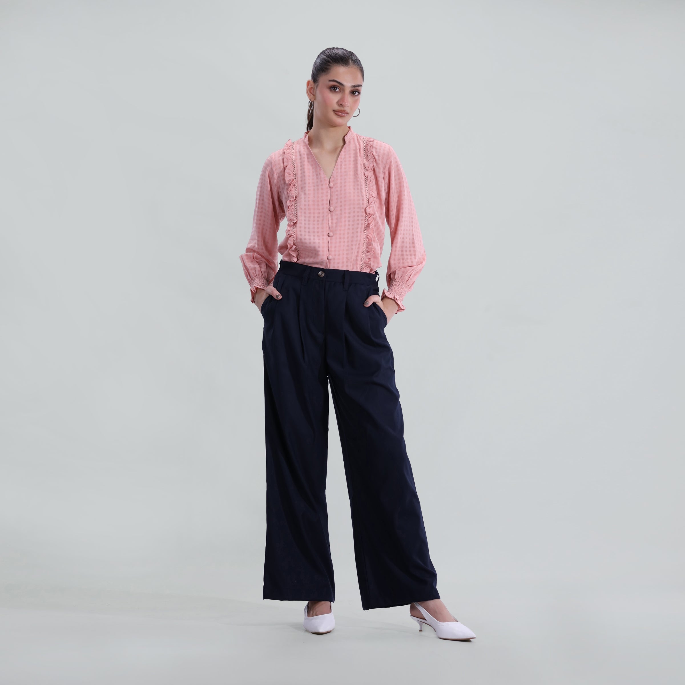 Tailored Wide Leg Pleated Trouser