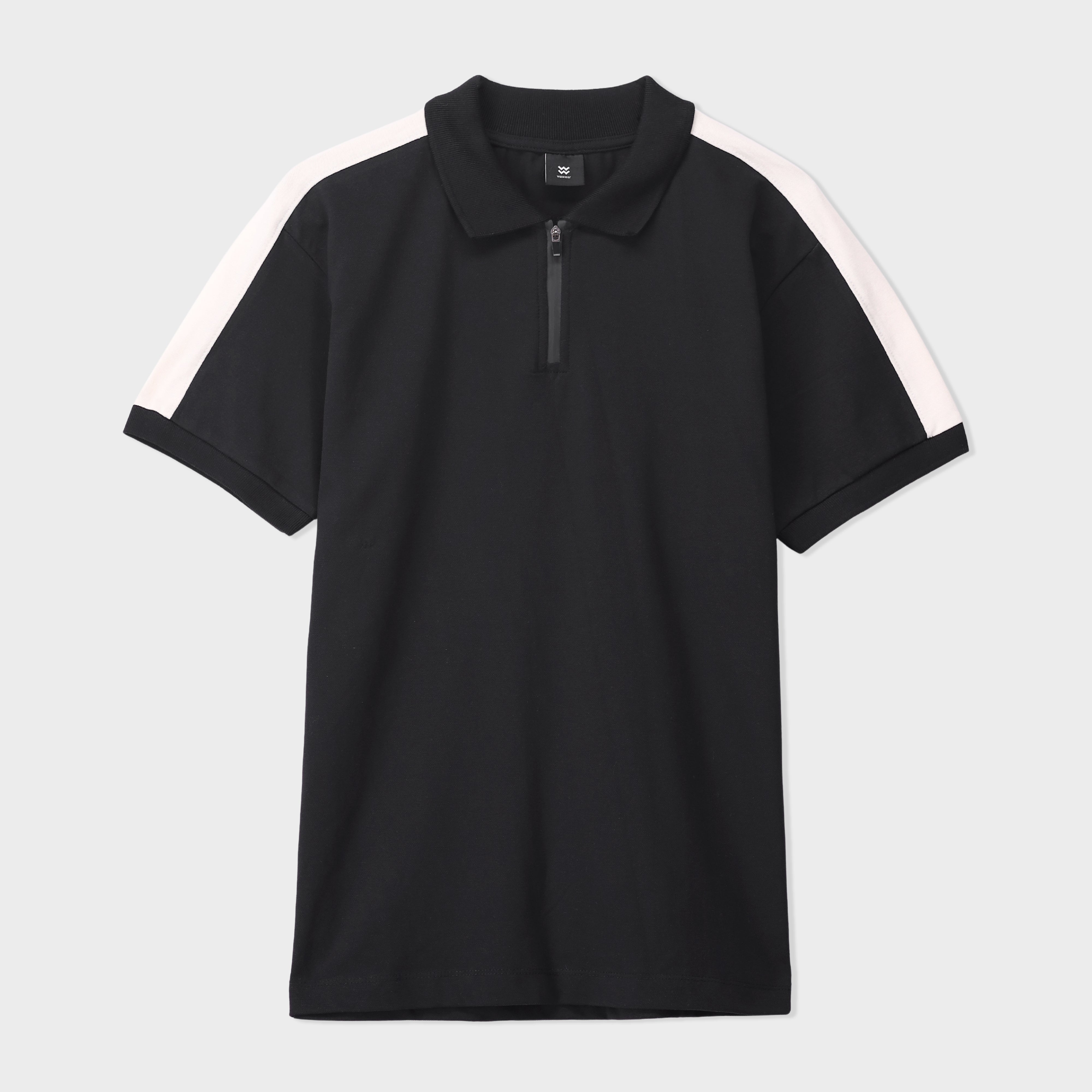 Paneled Zipper Polo