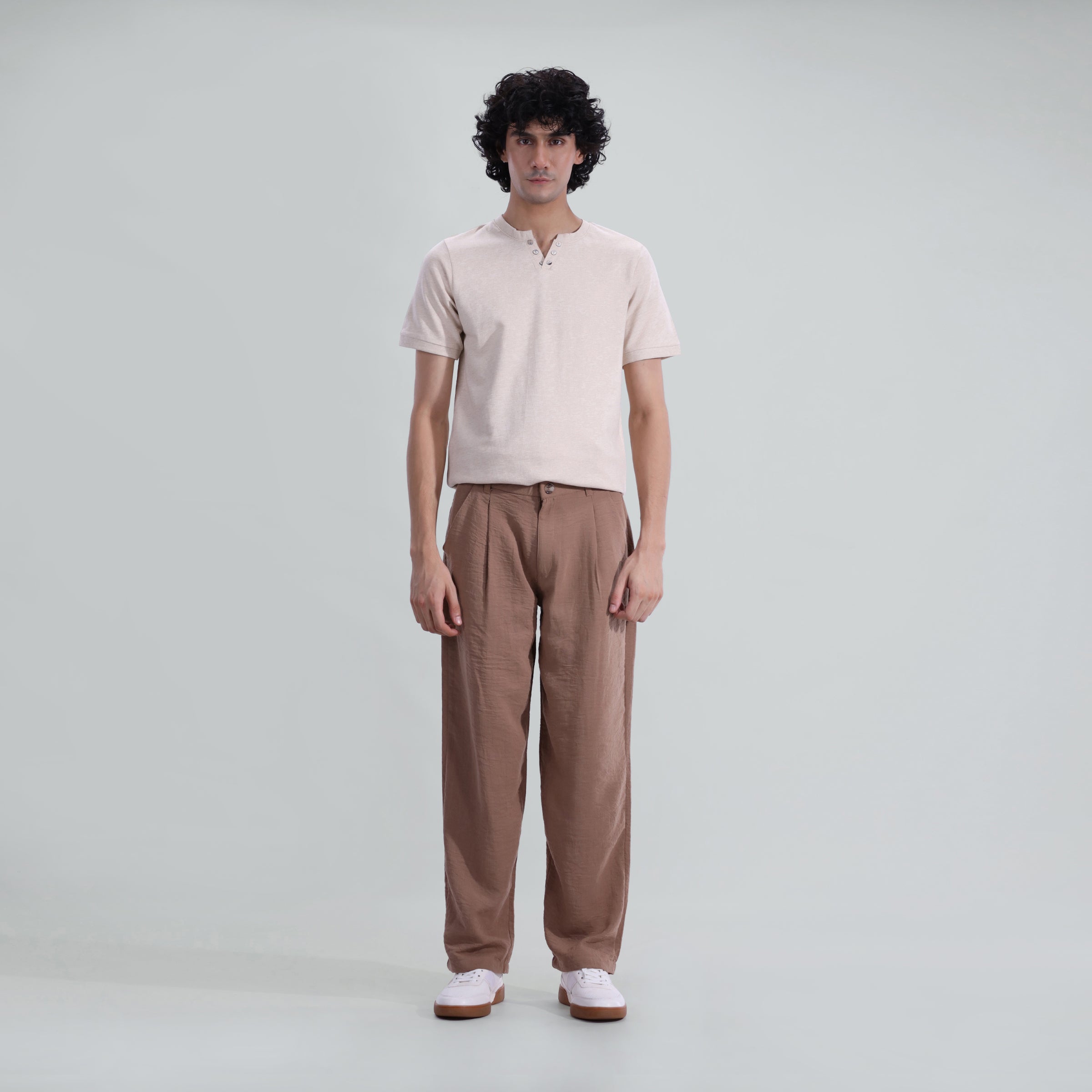 Textured Pleated Trouser