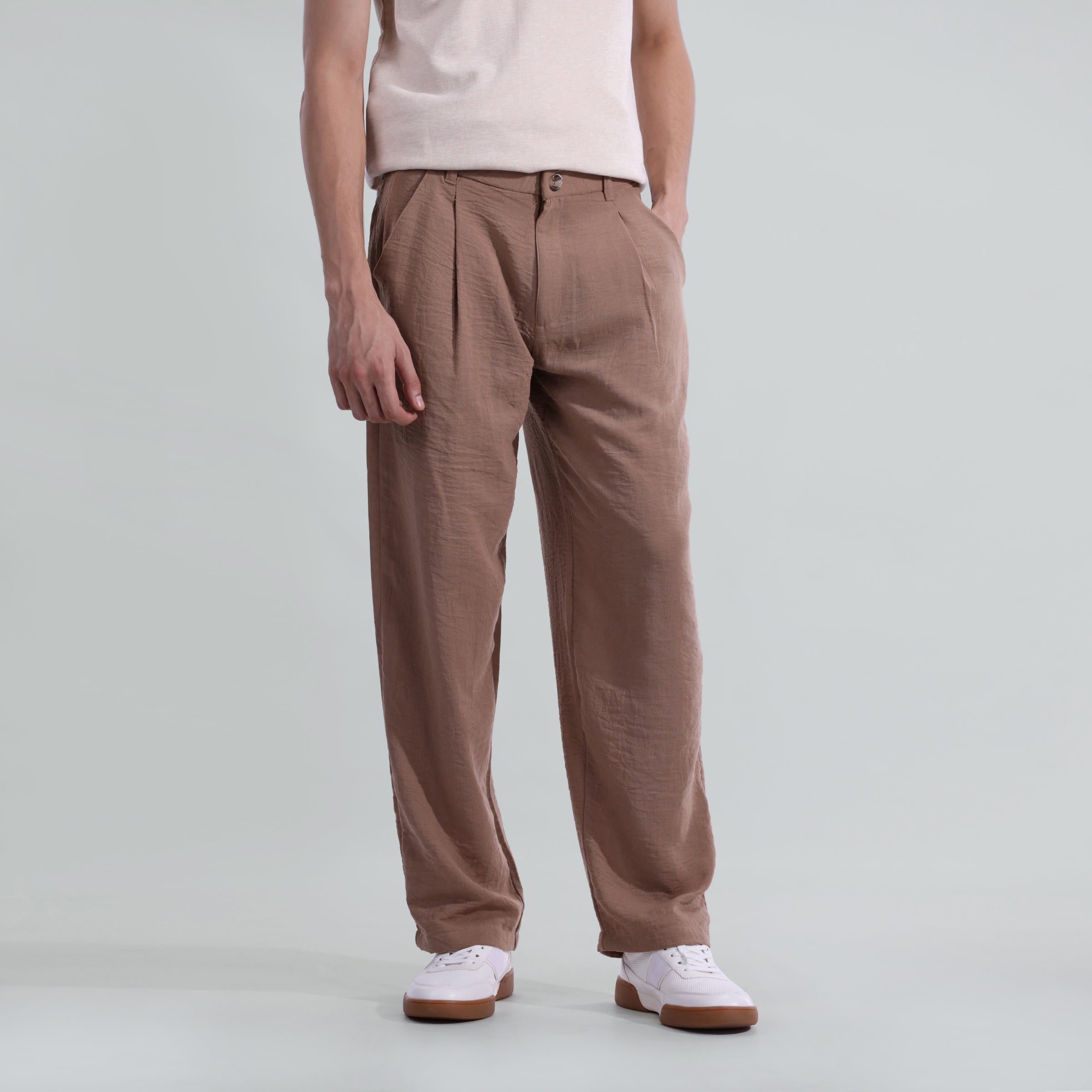 Textured Pleated Trouser