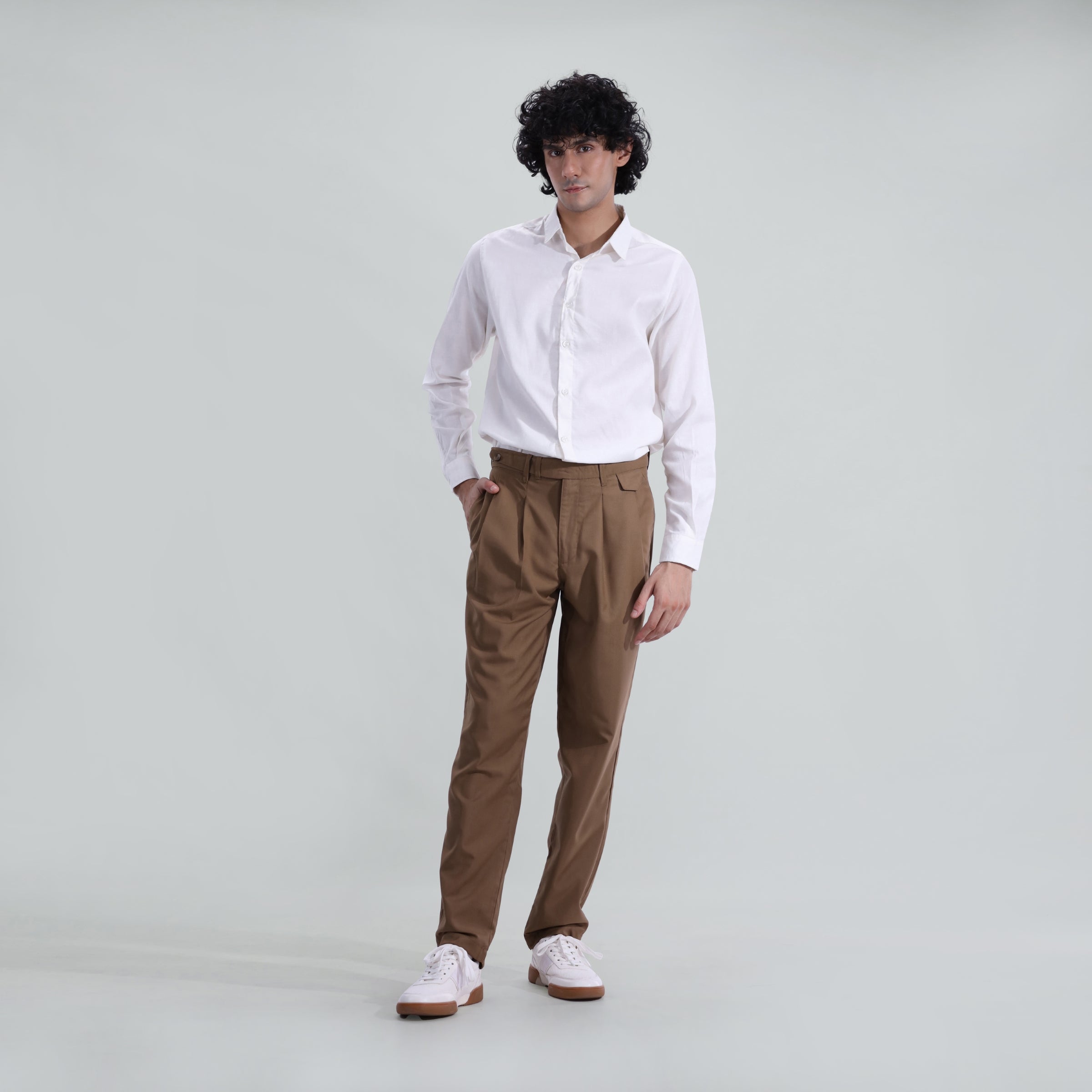 Pleated Pant with Belt Details