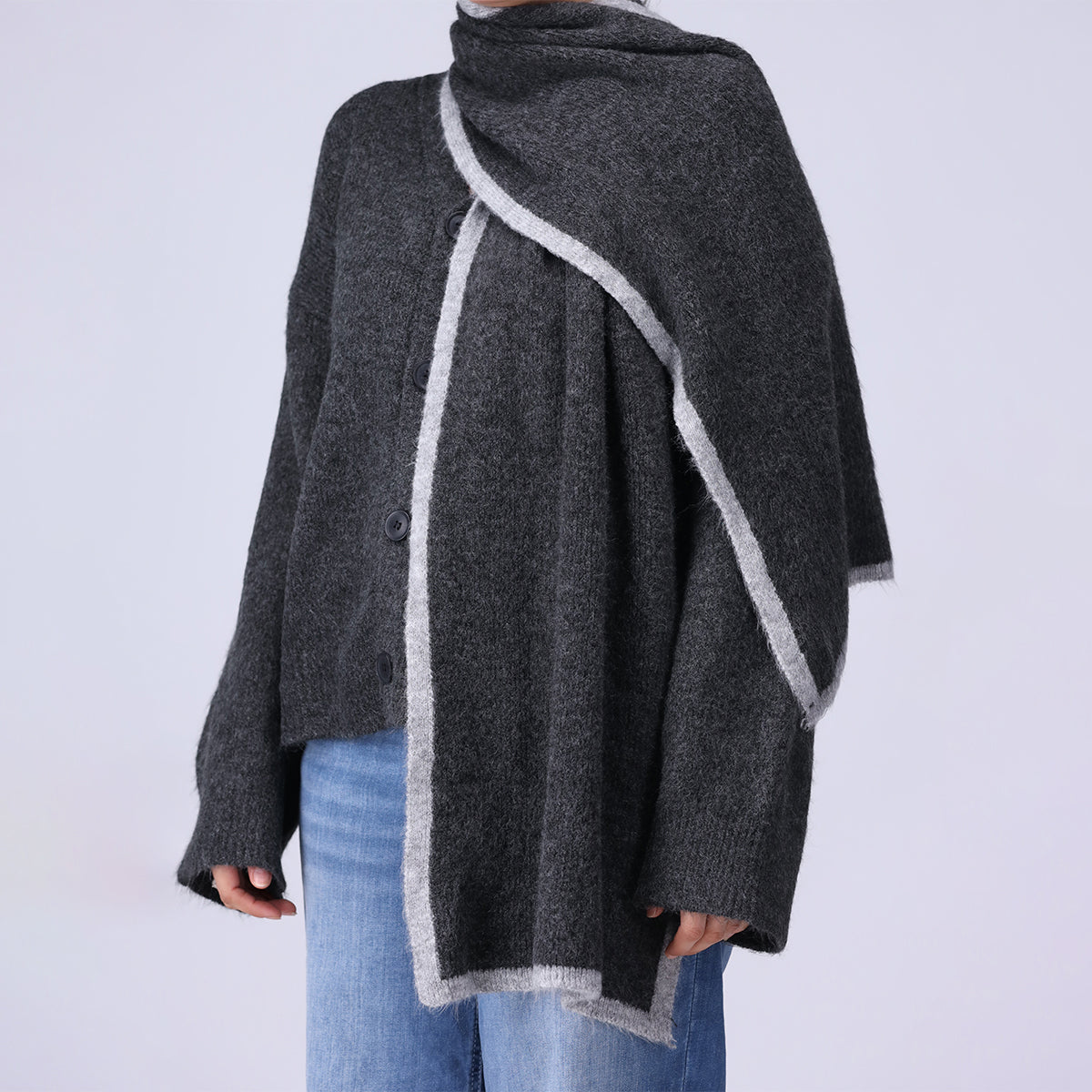 Oversized Cardigan with Scarf