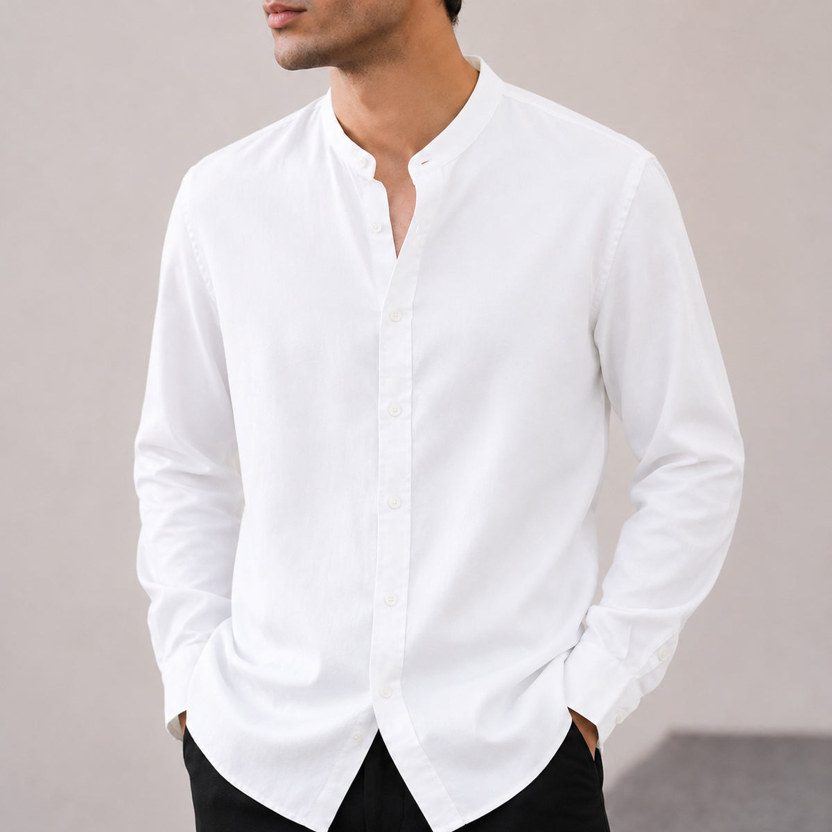 Cottonello Ban Collar Shirt